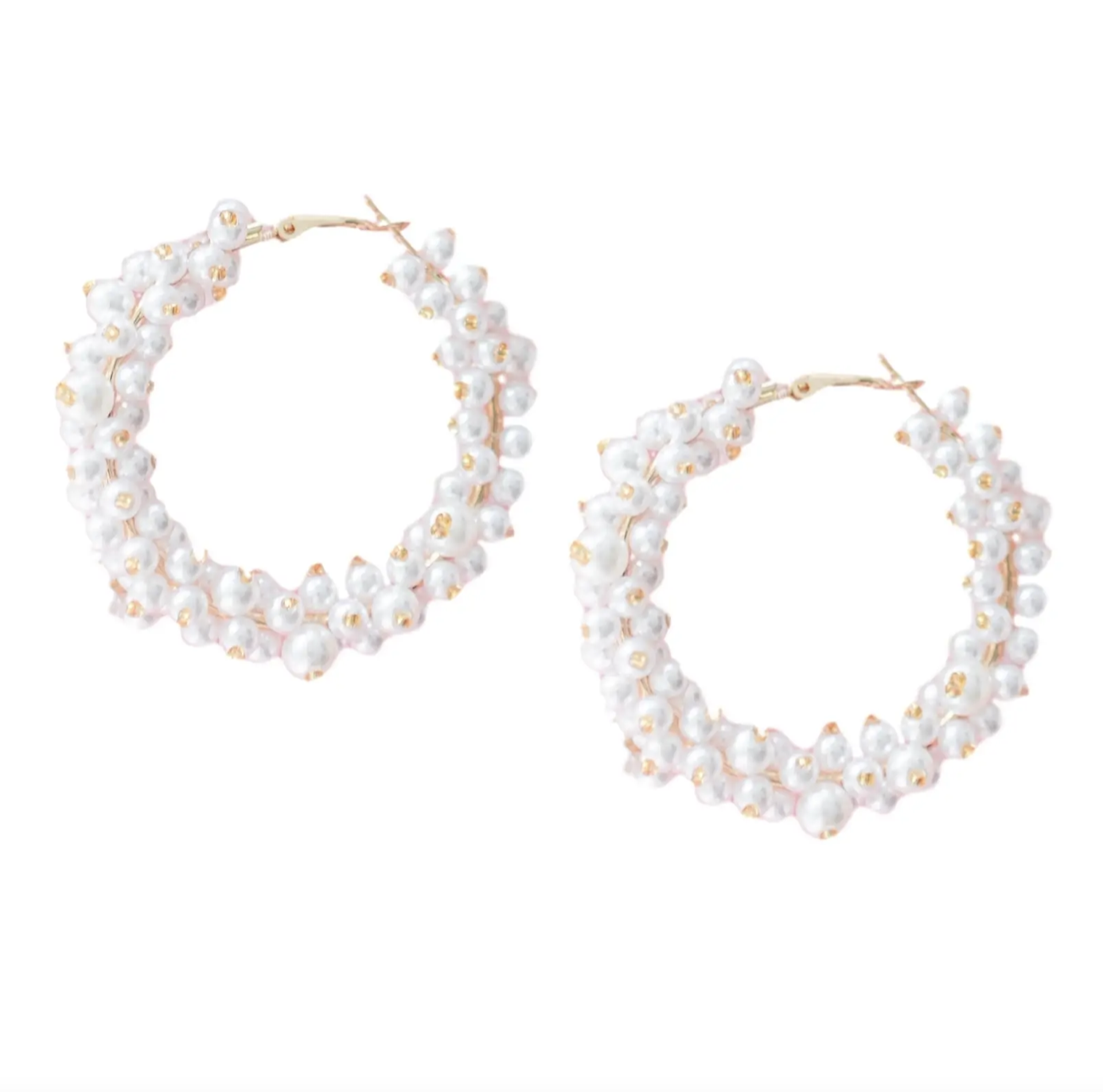 Pearl Cluster Hoop Earrings