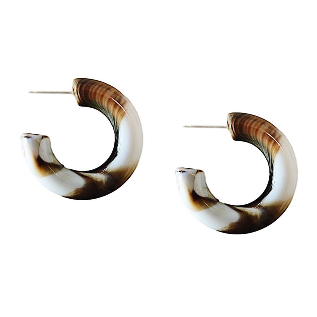 Chunky Lucite Hoop Earrings in Latte