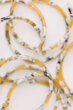 Load image into Gallery viewer, Skinny Marbled Yellow Hoop Earrings
