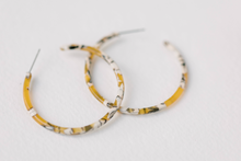 Load image into Gallery viewer, Skinny Marbled Yellow Hoop Earrings
