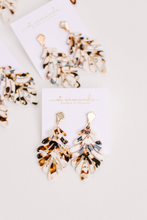Load image into Gallery viewer, Cocoa Monstera Palm Drop Earrings
