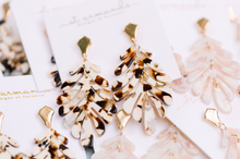 Load image into Gallery viewer, Cocoa Monstera Palm Drop Earrings
