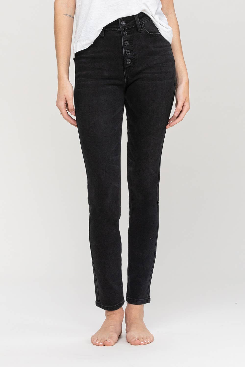 zSALE Haylie High Rise Button Up Skinny Jean - Black