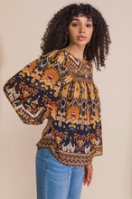 Load image into Gallery viewer, zSALE Adara Aztec Printed Long Sleeve Woven Blouse - Multi
