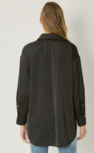 Load image into Gallery viewer, Amanda Silky Shine Button Up Woven Blouse - Black

