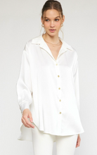 Load image into Gallery viewer, Amanda Silky Shine Button Up Woven Blouse - White
