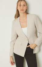 Load image into Gallery viewer, Audrey Classic Shimmer Tweed Button Front Blazer - Champagne
