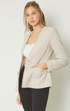 Load image into Gallery viewer, Audrey Classic Shimmer Tweed Button Front Blazer - Champagne
