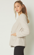 Load image into Gallery viewer, Audrey Classic Shimmer Tweed Button Front Blazer - Champagne
