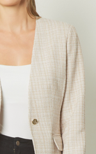 Load image into Gallery viewer, Audrey Classic Shimmer Tweed Button Front Blazer - Champagne

