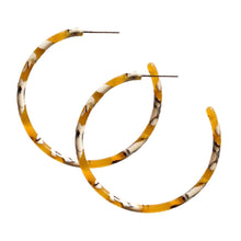 Load image into Gallery viewer, Skinny Marbled Yellow Hoop Earrings
