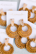 Load image into Gallery viewer, Bali Button Rattan Tortoise Accent Hoops
