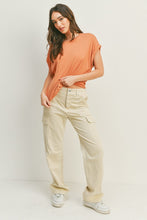 Load image into Gallery viewer, Cupro Short Sleeve Round Neckline Knit Basic Tee - Tera Sand
