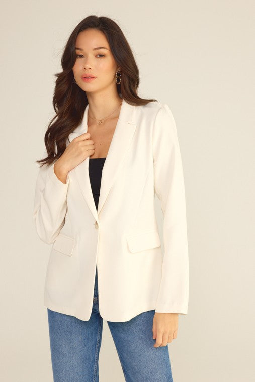 zSALE Becca Classic Long Sleeve Blazer Layering Essential - Cream