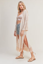 Load image into Gallery viewer, zSALE Blakely Crochet Long Line Knit Kimono - Natural
