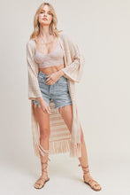 Load image into Gallery viewer, zSALE Blakely Crochet Long Line Knit Kimono - Natural
