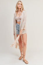 Load image into Gallery viewer, zSALE Blakely Crochet Long Line Knit Kimono - Natural
