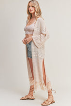 Load image into Gallery viewer, zSALE Blakely Crochet Long Line Knit Kimono - Natural
