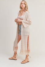 Load image into Gallery viewer, zSALE Blakely Crochet Long Line Knit Kimono - Natural
