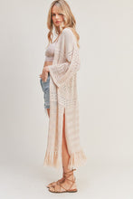 Load image into Gallery viewer, zSALE Blakely Crochet Long Line Knit Kimono - Natural
