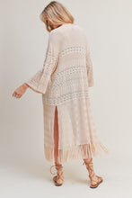 Load image into Gallery viewer, zSALE Blakely Crochet Long Line Knit Kimono - Natural
