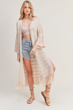 Load image into Gallery viewer, zSALE Blakely Crochet Long Line Knit Kimono - Natural
