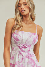 Load image into Gallery viewer, zSALE Brielle Marble Printed Swiss Dot Cami Strap Woven Mini Dress - Pink Multi
