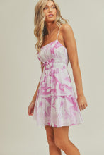 Load image into Gallery viewer, zSALE Brielle Marble Printed Swiss Dot Cami Strap Woven Mini Dress - Pink Multi
