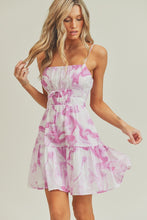 Load image into Gallery viewer, zSALE Brielle Marble Printed Swiss Dot Cami Strap Woven Mini Dress - Pink Multi
