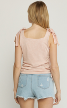 Load image into Gallery viewer, zSALE Callie Ribbed Knit Square Neckline Tie Detail Tank - Pink
