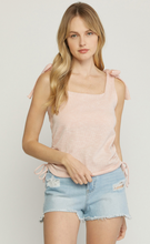 Load image into Gallery viewer, zSALE Callie Ribbed Knit Square Neckline Tie Detail Tank - Pink
