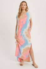 Load image into Gallery viewer, zSALE Capri Tie Dye Maxi Jersey Dress - Aqua &amp; Pink
