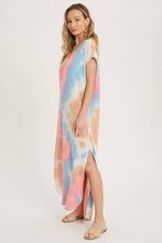 Load image into Gallery viewer, zSALE Capri Tie Dye Maxi Jersey Dress - Aqua &amp; Pink
