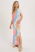 Load image into Gallery viewer, zSALE Capri Tie Dye Maxi Jersey Dress - Aqua &amp; Pink

