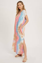 Load image into Gallery viewer, zSALE Capri Tie Dye Maxi Jersey Dress - Aqua &amp; Pink
