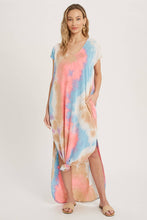 Load image into Gallery viewer, zSALE Capri Tie Dye Maxi Jersey Dress - Aqua &amp; Pink
