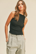 Load image into Gallery viewer, Carson Light Weight Wide Ribbed Stretch Knit Sleeveless Top - Black
