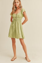 Load image into Gallery viewer, zSALE Celery Lace Up Front Flutter Sleeve Printed Mini Dress - Green Multi
