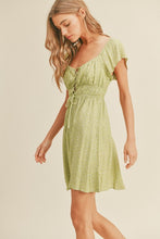 Load image into Gallery viewer, zSALE Celery Lace Up Front Flutter Sleeve Printed Mini Dress - Green Multi
