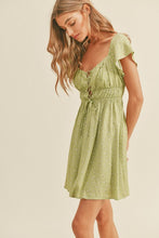 Load image into Gallery viewer, zSALE Celery Lace Up Front Flutter Sleeve Printed Mini Dress - Green Multi
