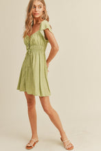 Load image into Gallery viewer, zSALE Celery Lace Up Front Flutter Sleeve Printed Mini Dress - Green Multi
