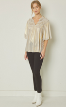 Load image into Gallery viewer, zSALE Champagne Pleated Metallic Shimmer Blouse
