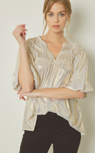 Load image into Gallery viewer, zSALE Champagne Pleated Metallic Shimmer Blouse
