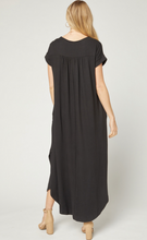 Load image into Gallery viewer, Cove Jersey Knit V-Relaxed Fit T-Shirt Maxi Dress - Black
