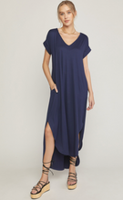 Load image into Gallery viewer, zSALE Cove Jersey Knit V-Relaxed Fit T-Shirt Maxi Dress - Navy
