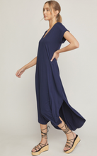 Load image into Gallery viewer, zSALE Cove Jersey Knit V-Relaxed Fit T-Shirt Maxi Dress - Navy
