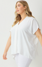 Load image into Gallery viewer, Curve Everett Essential V-Neck Relaxed Fit Short Sleeve Blouse - Off White
