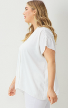 Load image into Gallery viewer, Curve Everett Essential V-Neck Relaxed Fit Short Sleeve Blouse - Off White

