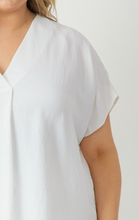Load image into Gallery viewer, Curve Everett Essential V-Neck Relaxed Fit Short Sleeve Blouse - Off White
