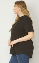 Load image into Gallery viewer, Curve Lydia Essential V-Neck Woven Short Sleeve Blouse - Black
